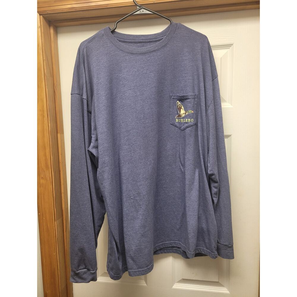 Burlebo 2XL Duck Hunting Outdoors Graphic Long Sleeve Pocket T Shirt Blue